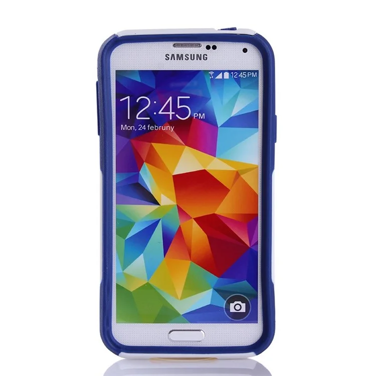 Hybrid PC + TPU Shockproof Dirt-proof Protective Shell for Samsung Galaxy S5 G900 - White / Blue