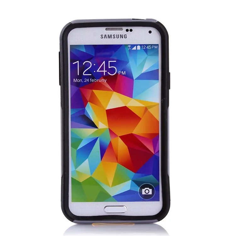 Shockproof Dirt-proof PC + TPU Hybrid Back Cover for Samsung Galaxy S5 G900 - Grey / Black