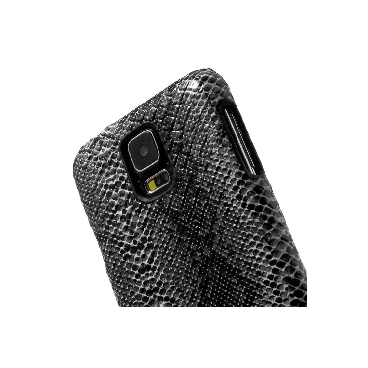 Snake Skin Leather Coated Hard Case for Samsung Galaxy S5 G900 - Black