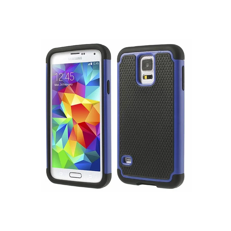For Samsung Galaxy S5 G900 G900K G900M 2 in 1 Detachable Football Grain PC + Silicone Hybrid Case - Blue