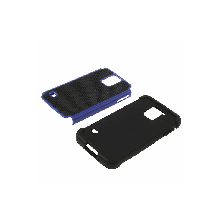 For Samsung Galaxy S5 G900 G900K G900M 2 in 1 Detachable Football Grain PC + Silicone Hybrid Case - Blue