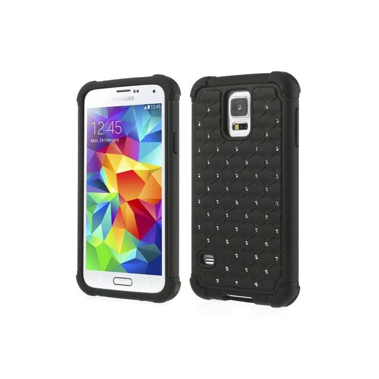 For Samsung Galaxy S5 G900 Rhinestone Starry Sky Design PC & Silicone Hybrid Case - Black