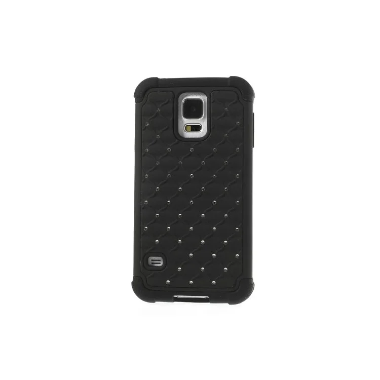 For Samsung Galaxy S5 G900 Rhinestone Starry Sky Design PC & Silicone Hybrid Case - Black