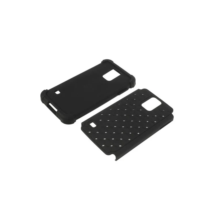 For Samsung Galaxy S5 G900 Rhinestone Starry Sky Design PC & Silicone Hybrid Case - Black