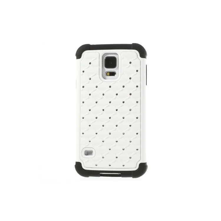 For Samsung Galaxy S5 G900 Rhinestone Starry Sky Design PC & Silicone Hybrid Case - White