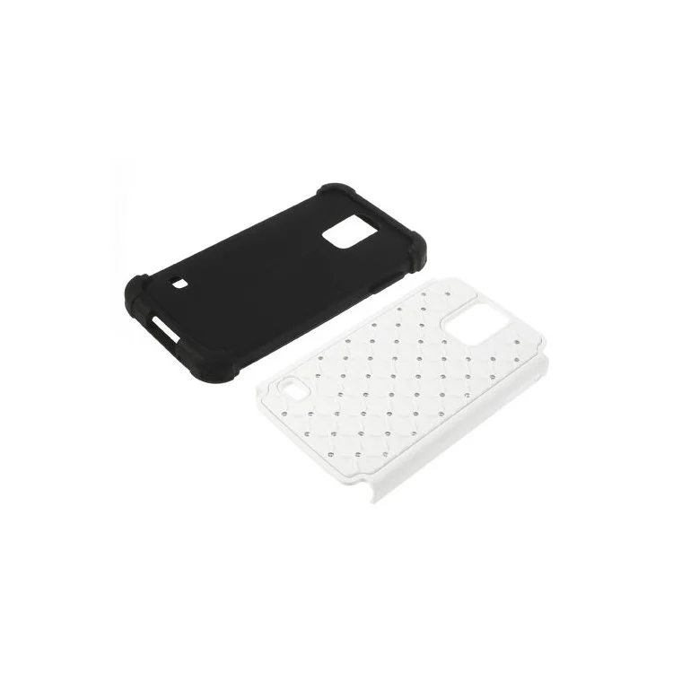 For Samsung Galaxy S5 G900 Rhinestone Starry Sky Design PC & Silicone Hybrid Case - White