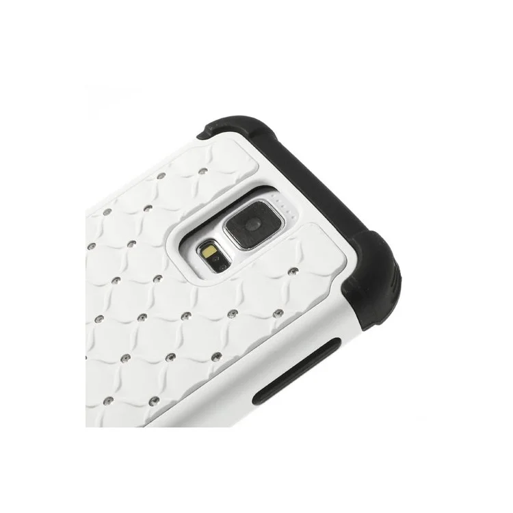 For Samsung Galaxy S5 G900 Rhinestone Starry Sky Design PC & Silicone Hybrid Case - White