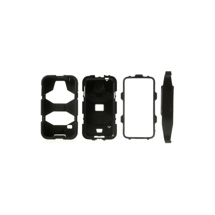 Black 3 in 1 Military Duty Silicone & PC Hybrid Case for Samsung Galaxy S5 G900 w/ Belt Clip