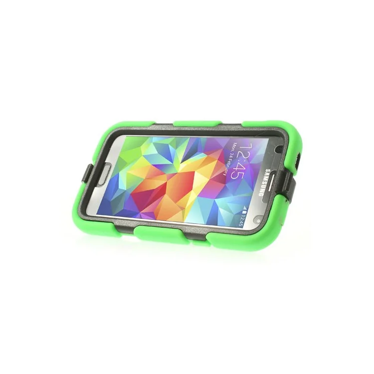 For Samsung Galaxy SV GS 5 3 in 1 Military Duty Silicone & PC Hybrid Case w/ Belt Clip - Green