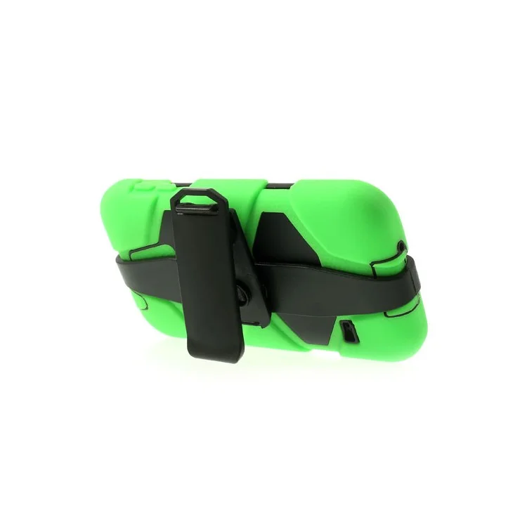 For Samsung Galaxy SV GS 5 3 in 1 Military Duty Silicone & PC Hybrid Case w/ Belt Clip - Green