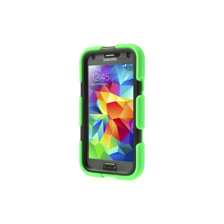 For Samsung Galaxy SV GS 5 3 in 1 Military Duty Silicone & PC Hybrid Case w/ Belt Clip - Green