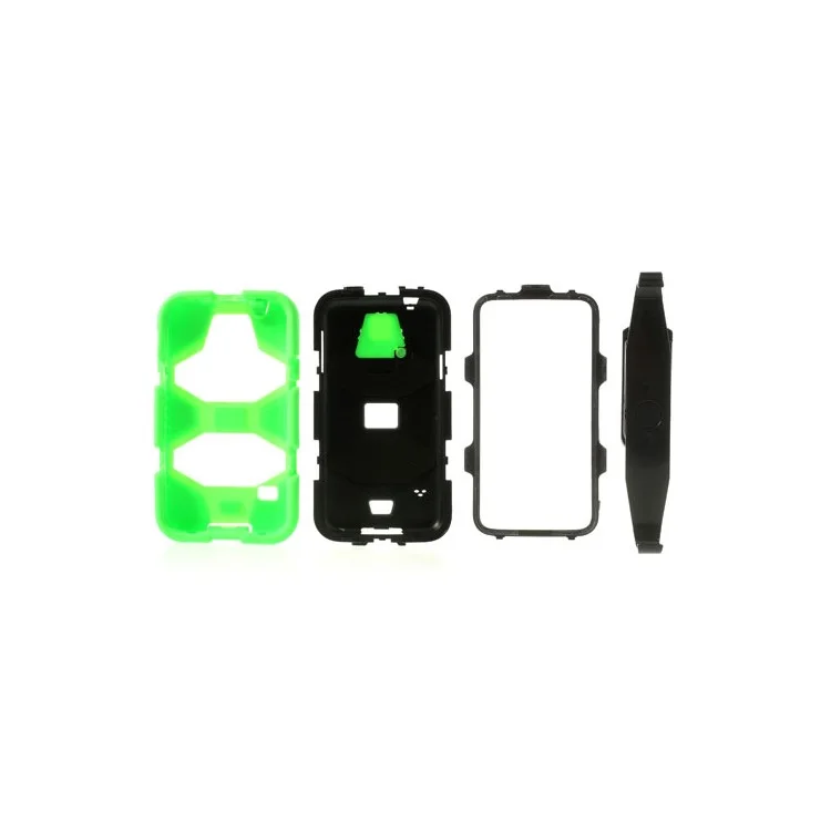 For Samsung Galaxy SV GS 5 3 in 1 Military Duty Silicone & PC Hybrid Case w/ Belt Clip - Green
