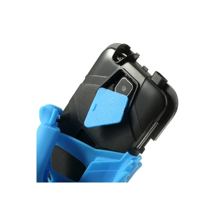 For Samsung Galaxy SV GS 5 3 in 1 Military Duty Silicone & PC Hybrid Cover w/ Belt Clip - Blue