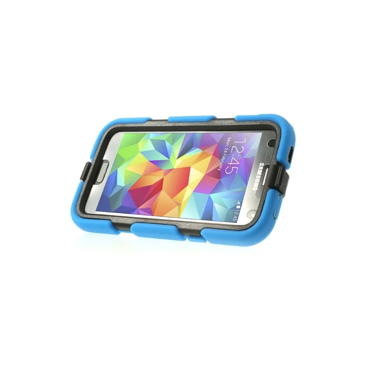 For Samsung Galaxy SV GS 5 3 in 1 Military Duty Silicone & PC Hybrid Cover w/ Belt Clip - Blue