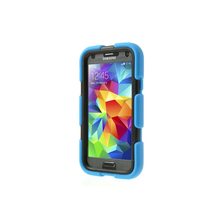 For Samsung Galaxy SV GS 5 3 in 1 Military Duty Silicone & PC Hybrid Cover w/ Belt Clip - Blue