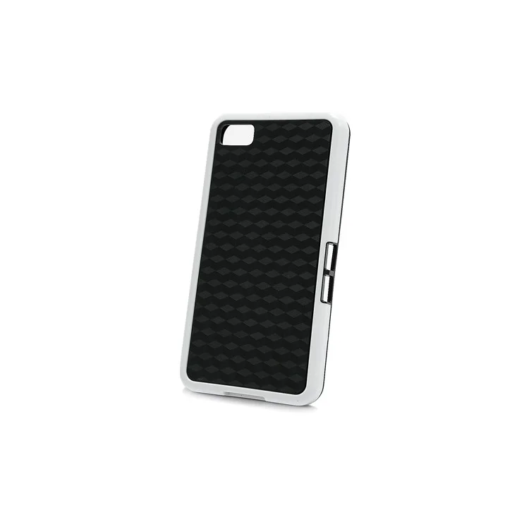 Cube Design TPU & Plastic Hybrid Case for BlackBerry Z10 BB 10 - Black / White