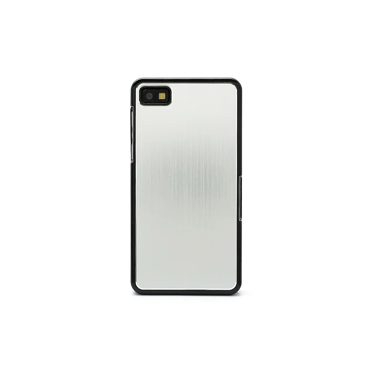 Vertical Brushed Aluminum Skin Plastic Hard Case Sheild for BlackBerry Z10 BB 10 - Silver