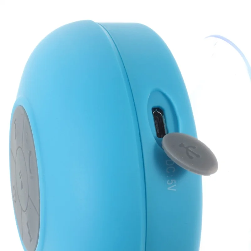 Mini Portable Waterproof Bluetooth Speaker with Suction Cup + Controls & Microphone - Blue