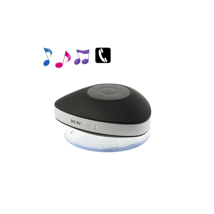 Mini Suction Cup Wireless Bluetooth Waterproof Speaker with MIC - Black