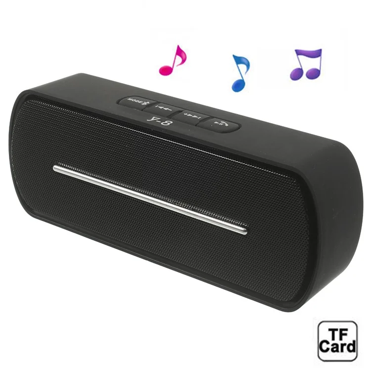 Black Y8 Portable Super Bass Bluetooth Speaker with MIC Support FM / U Disk / TF Card / AUX-input