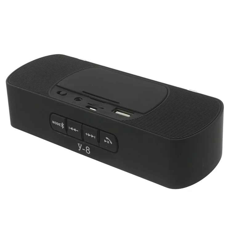 Black Y8 Portable Super Bass Bluetooth Speaker with MIC Support FM / U Disk / TF Card / AUX-input