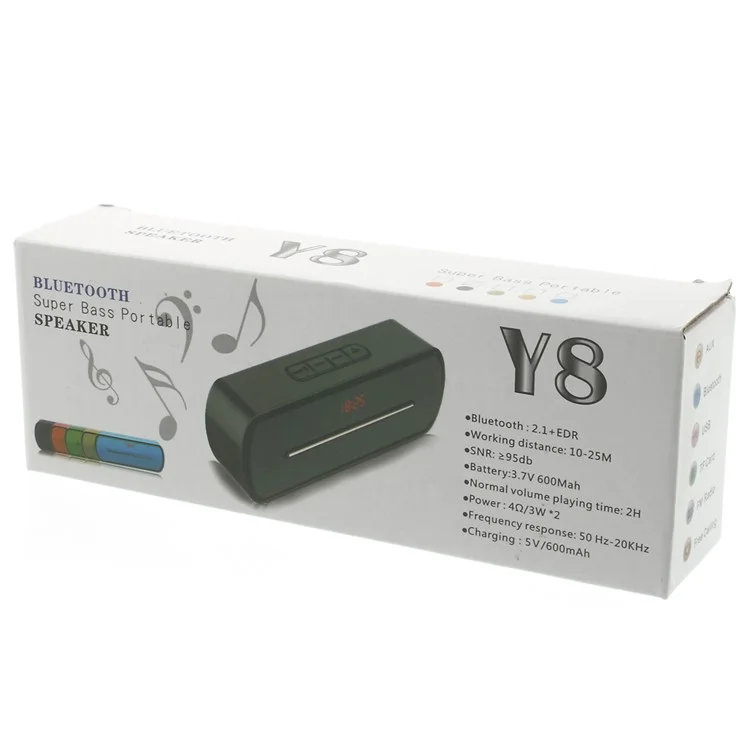 Yellow Y8 Portable Super Bass Bluetooth Speaker with MIC Support FM / U Disk / TF Card / AUX-input