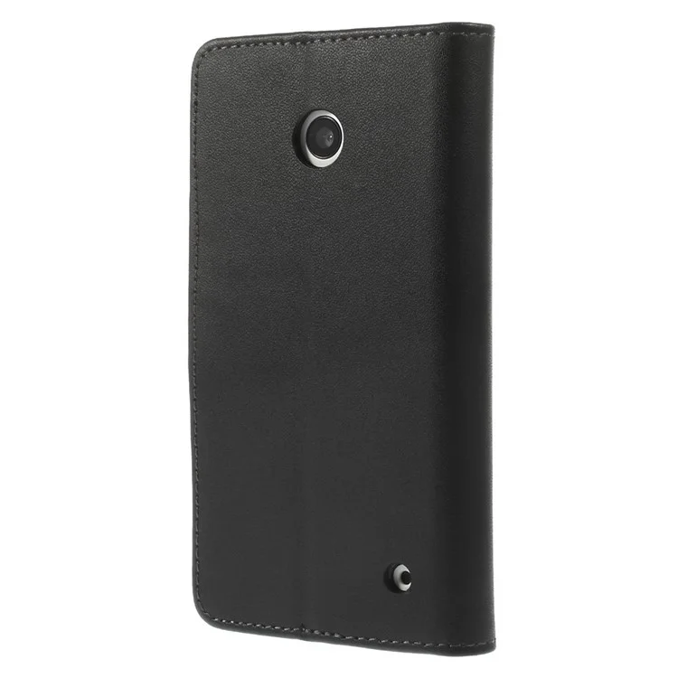 Genuine Split Leather Wallet Case w/ Stand for Nokia Lumia 635 630 - Black