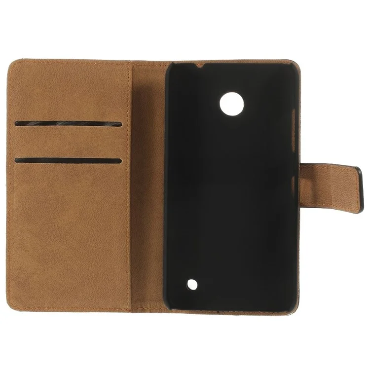 Genuine Split Leather Wallet Case w/ Stand for Nokia Lumia 635 630 - Black