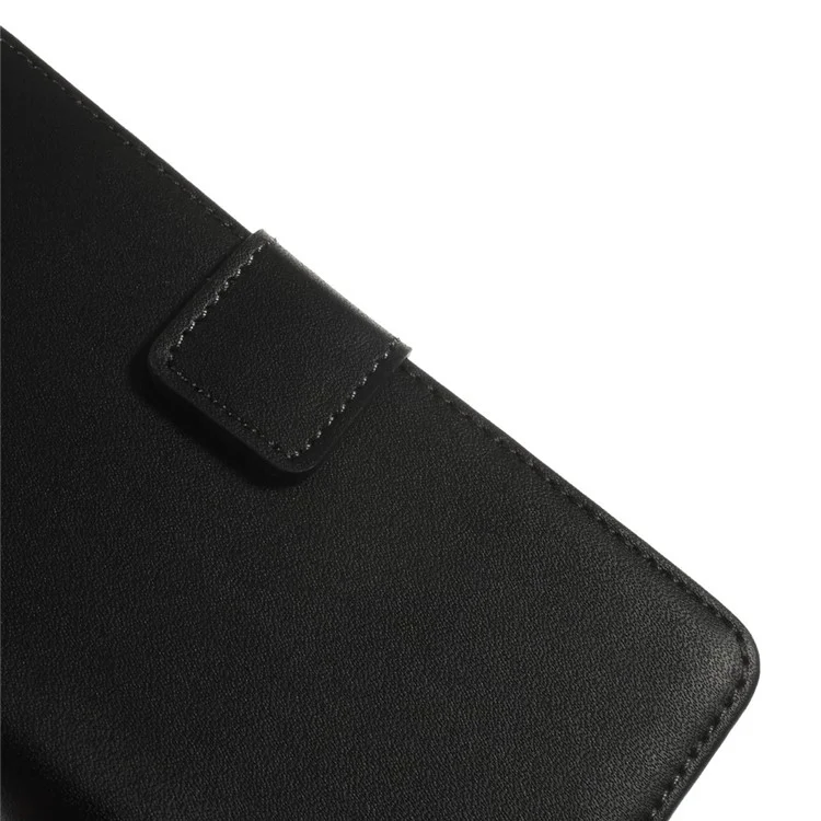 Genuine Split Leather Wallet Case w/ Stand for Nokia Lumia 635 630 - Black