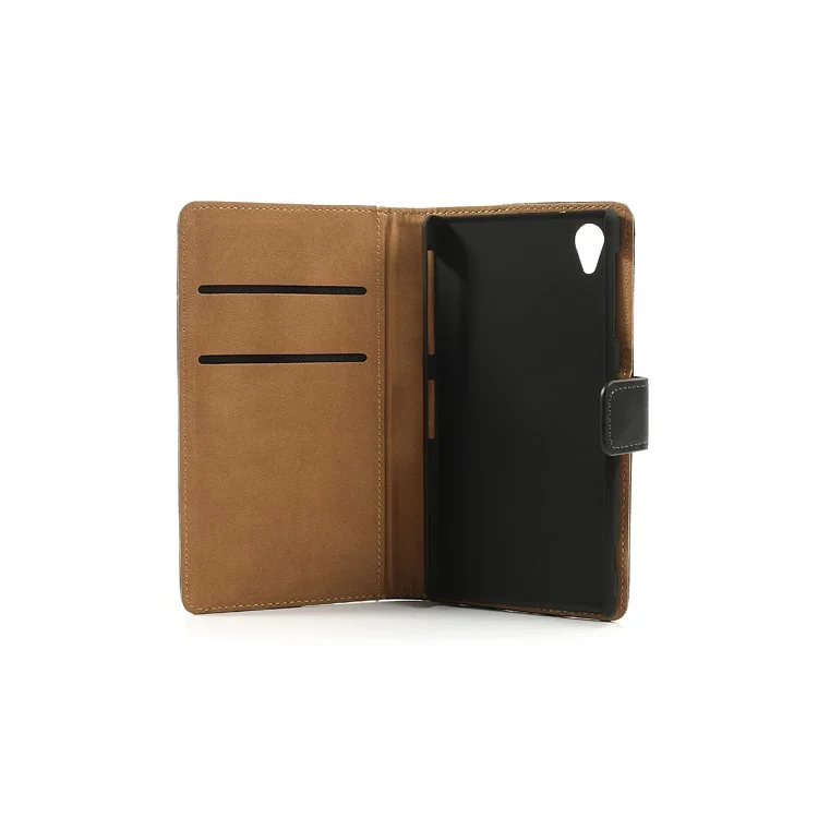 Black Premium Leather Wallet Case w/ Stand for Sony Xperia Z1 Honami C6903 C6902 L39h