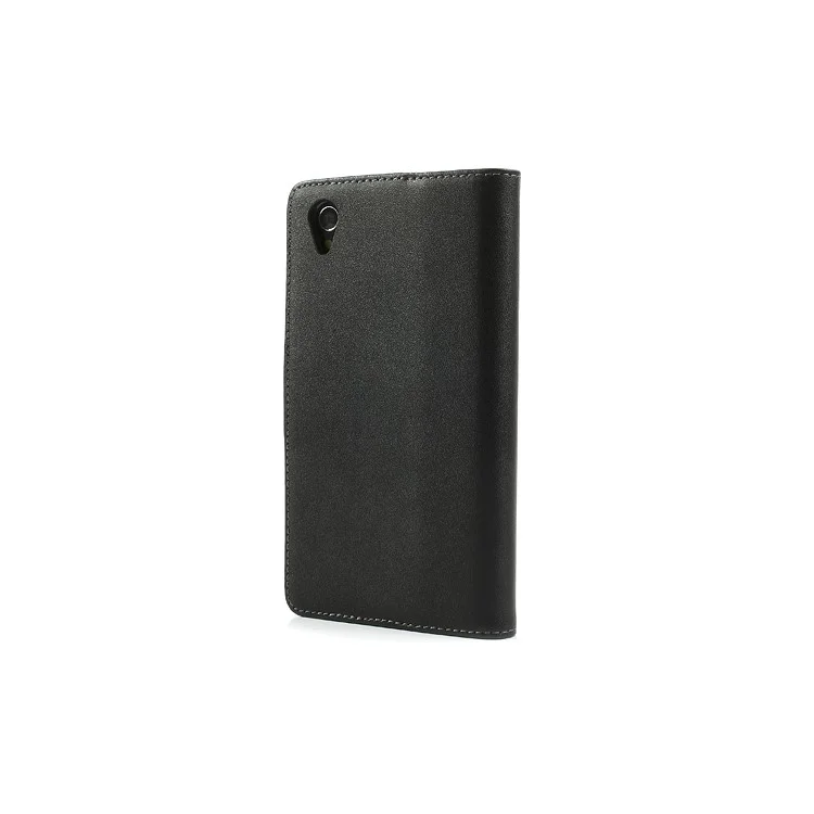 Black Premium Leather Wallet Case w/ Stand for Sony Xperia Z1 Honami C6903 C6902 L39h