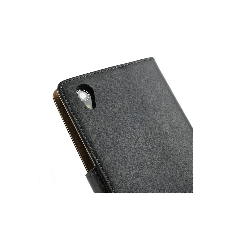 Black Premium Leather Wallet Case w/ Stand for Sony Xperia Z1 Honami C6903 C6902 L39h