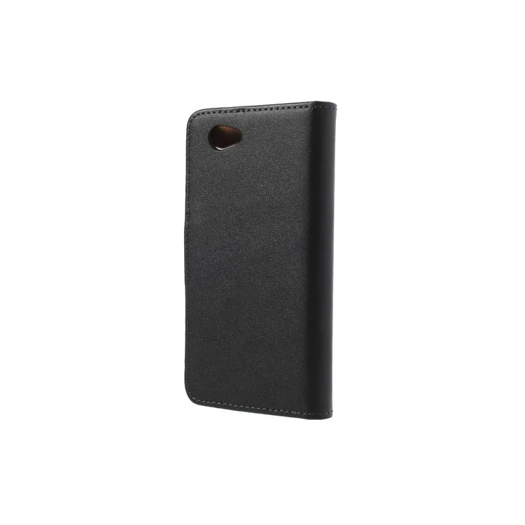 Genuine Split Leather Diary Case for Sony Xperia Z1 Compact D5503 - Black