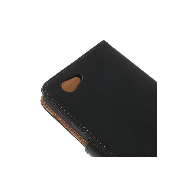 Genuine Split Leather Diary Case for Sony Xperia Z1 Compact D5503 - Black
