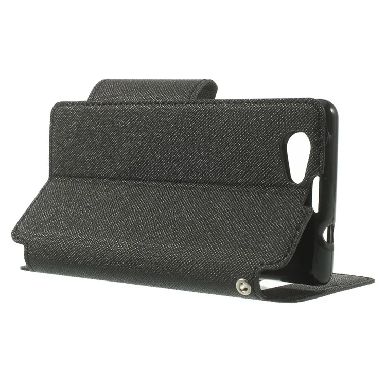 Roar Korea Diary View Window Stand Leather Case w/ Card Slot for Sony Xperia Z1 Compact D5503 - Black