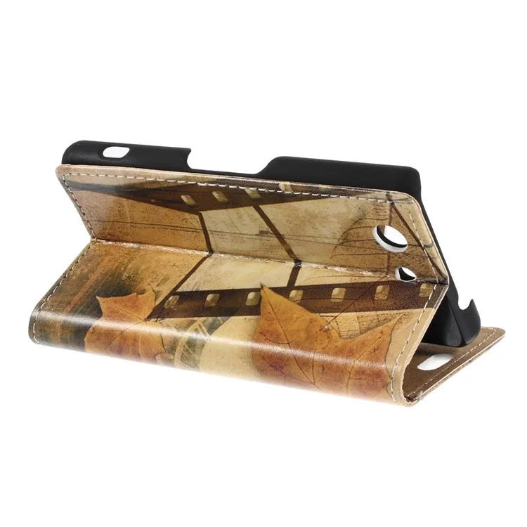 Eiffel Tower & Maple Leaves for Sony Xperia Z3 Compact D5803 Magnetic Leather Stand Case