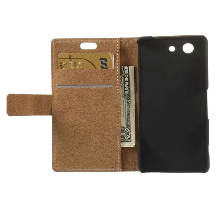 For Sony Xperia Z3 Compact D5803 M55w Illustration Style Leather Bracket Cover - Blue Tree & Birds