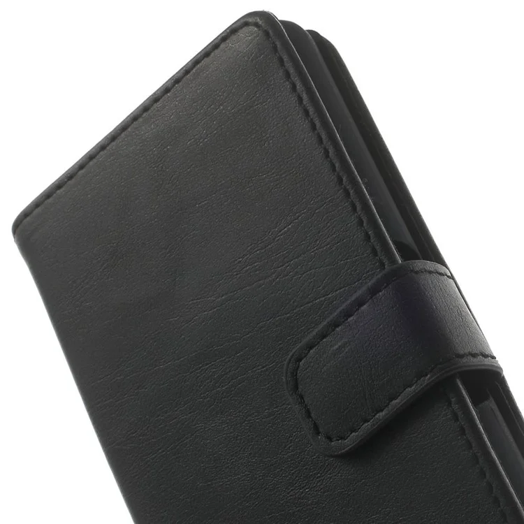 Retro Style Texture Wallet Leather Stand Cover for Sony Xperia Z3 Compact D5803 M55w - Black
