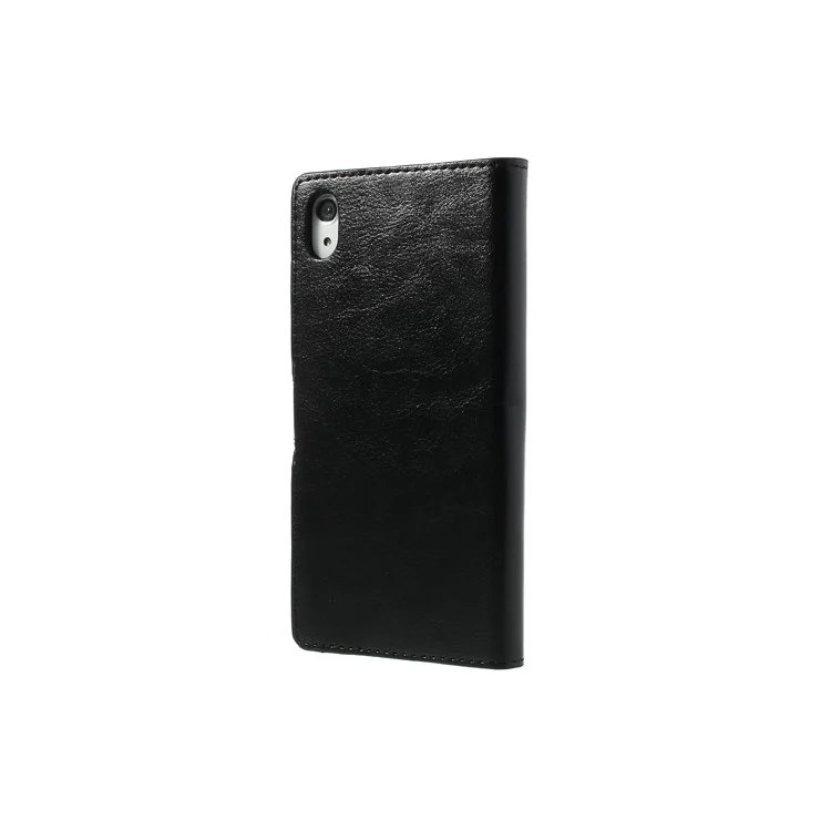 Crazy Horse for Sony Xperia Z2 D6502 D6503 D6543 Flip Leather Card Holder Case - Black