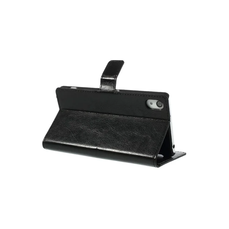 Crazy Horse for Sony Xperia Z2 D6502 D6503 D6543 Flip Leather Card Holder Case - Black