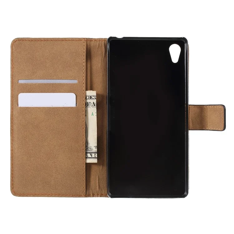 Genuine Split Leather Flip Case for Sony Xperia Z2 D6502 D6503 D6543 w/ Stand - Black