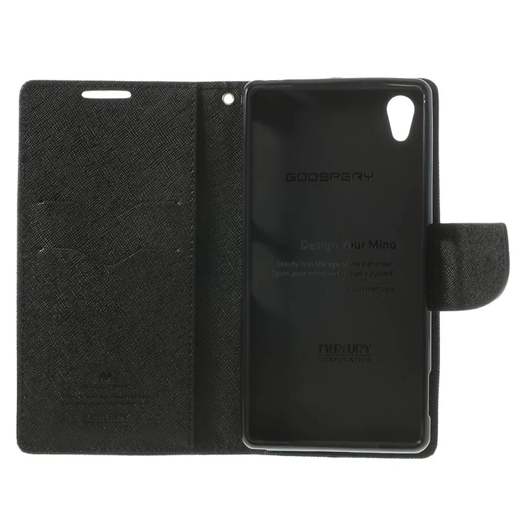 Mercury Fancy Diary Leather Wallet Stand Case for Sony Xperia Z2 D6502 D6503 D6543 - Black