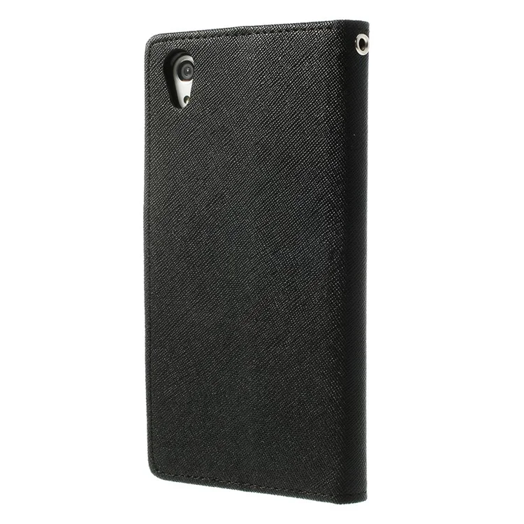 Mercury Fancy Diary Leather Wallet Stand Case for Sony Xperia Z2 D6502 D6503 D6543 - Black