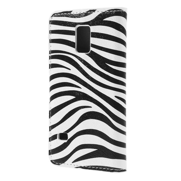 Zebra Stripes Leather Wallet Case w/ Stand for Samsung Galaxy S5 mini SM-G800