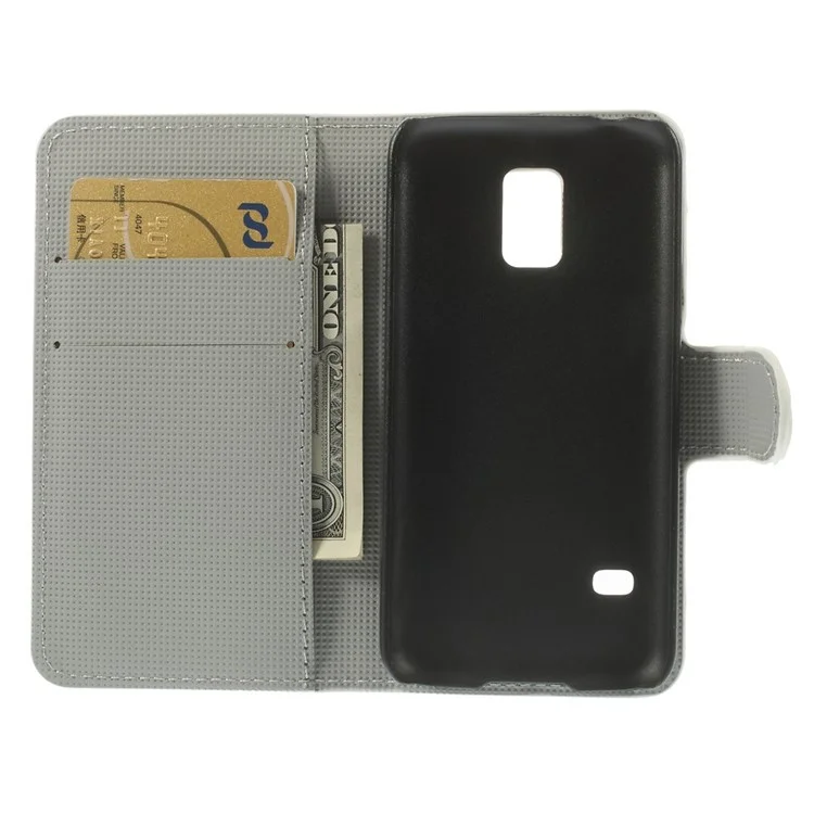 Zebra Stripes Leather Wallet Case w/ Stand for Samsung Galaxy S5 mini SM-G800