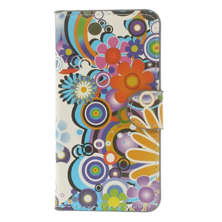 Colorized Flowers Wallet Leather Stand Case for Samsung Galaxy S5 mini SM-G800