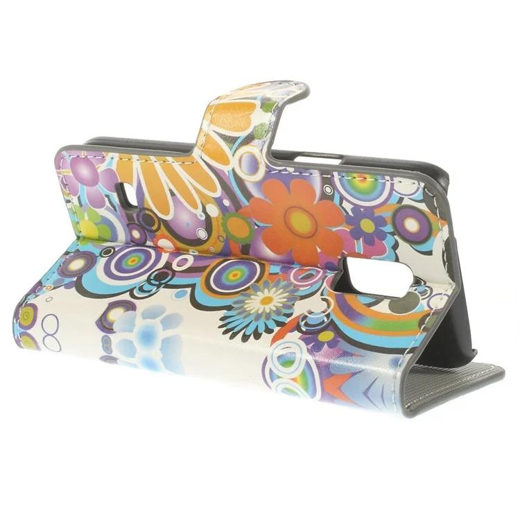 Colorized Flowers Wallet Leather Stand Case for Samsung Galaxy S5 mini SM-G800