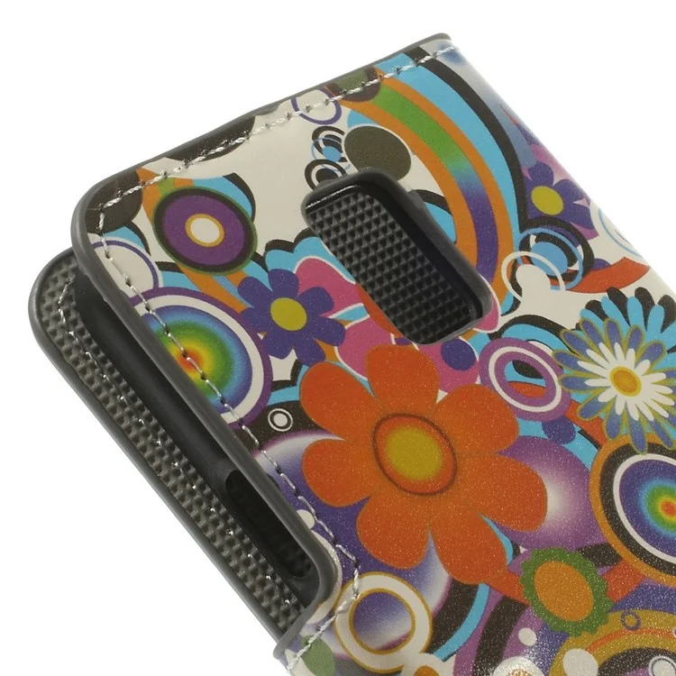 Colorized Flowers Wallet Leather Stand Case for Samsung Galaxy S5 mini SM-G800