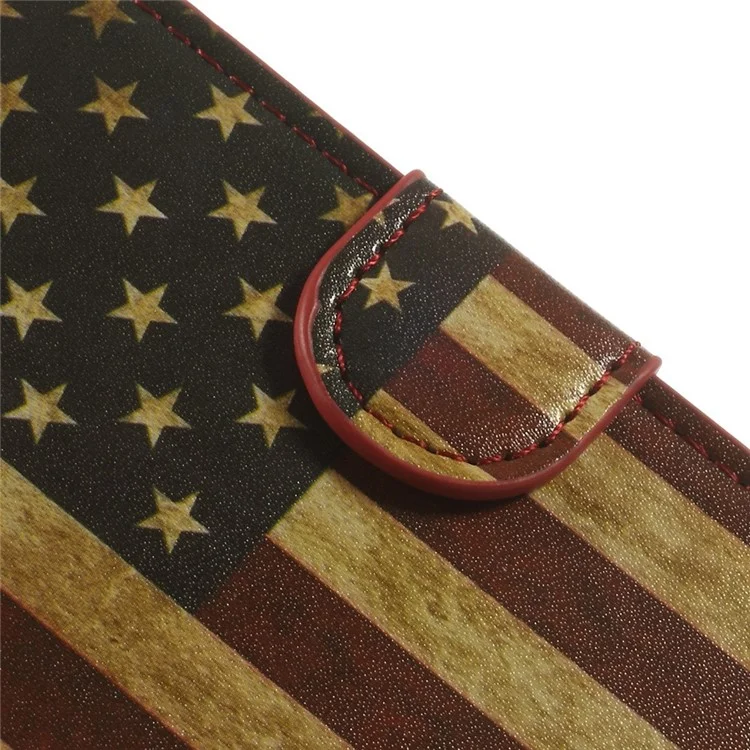 Retro USA American Flag Leather Magnetic Case w/ Card Slots for Samsung Galaxy S5 mini SM-G800