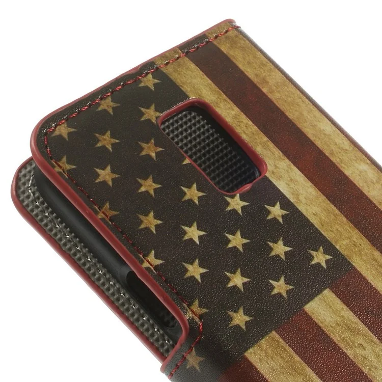 Retro USA American Flag Leather Magnetic Case w/ Card Slots for Samsung Galaxy S5 mini SM-G800